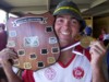 Jason Chadburn with the Reserves Championship trophy and his winners medal