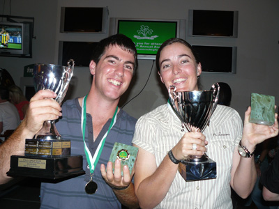 2008 best and fairest winners Colin Farrelly and Megan White.