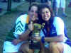Hannah Humphreys (left) and the 2001 Championship Cup