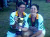 Bridget Bourke (right) and the 2001 Championship Cup
