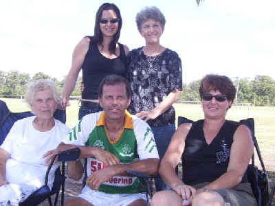 Rejoicing at the football by the Joyce family fan club
