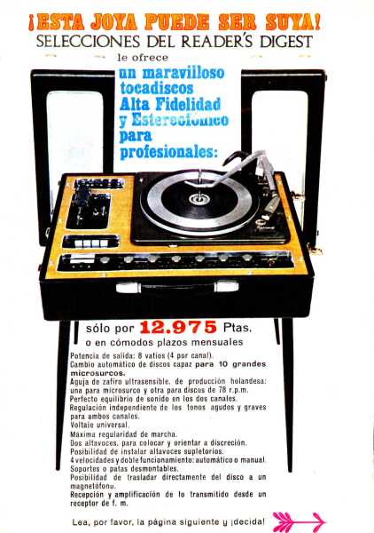 1967 anuncio tocadiscos, advertisement for record player