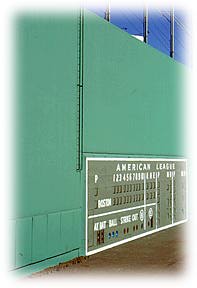 Picture of left field wall at Fenway Park