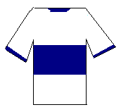 la camiseta tradicional, blanca con la franja azul