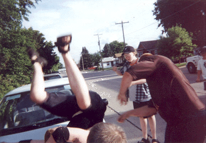 Pierce 607 Powerbombs Superstar Shawn Storm On A Car