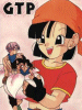 Pan holding Trunks and Gokou