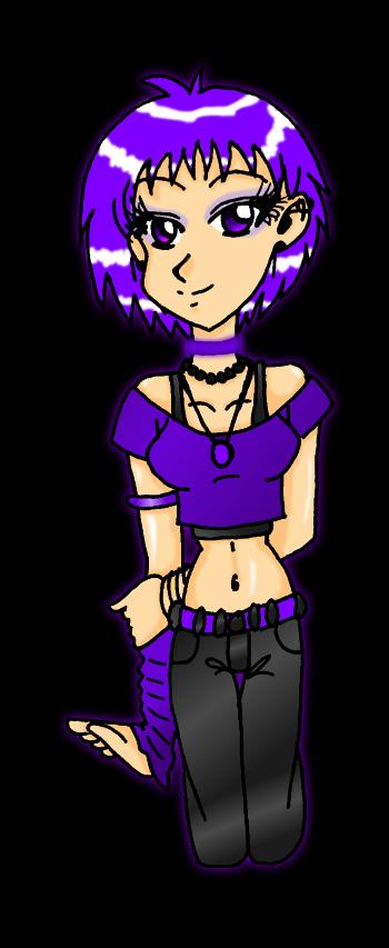 A very pretty anime pic of a raver gurl in purple. Lori did this for meh! Thanx! *mua*