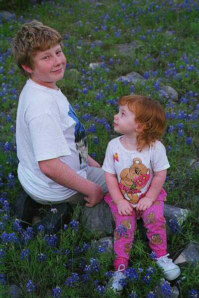 Rachel and Me at our lot, in the spring bluebonnets