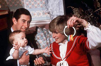 Diana and Charles with baby William