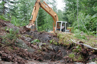 Backhoe working