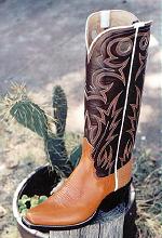 Tan Foot With W-TOE & Counter w/16-inch Dark Brown Top and Pull-Holes Buckaroo Boot