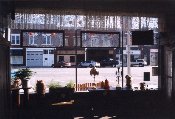 Looking out the front window of our store.  The Anchor Inn Mexican Restaurant is across the street.