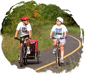 Family on bicycles