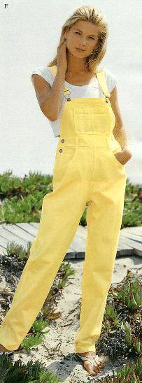 yellow shortalls