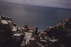 looking down at town
