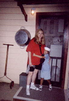 Katy and I in front of '40's kitchen door