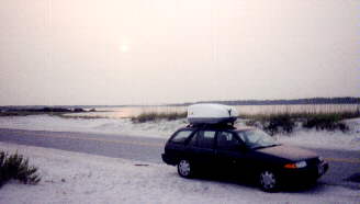 car at beach