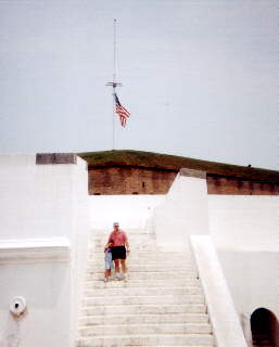 John and Katy on fort steps