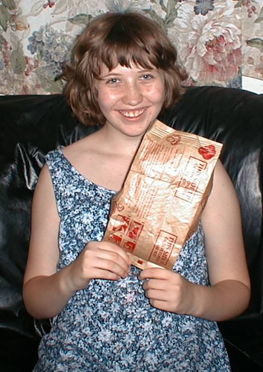Kate with the popcorn, July 4, 2004
