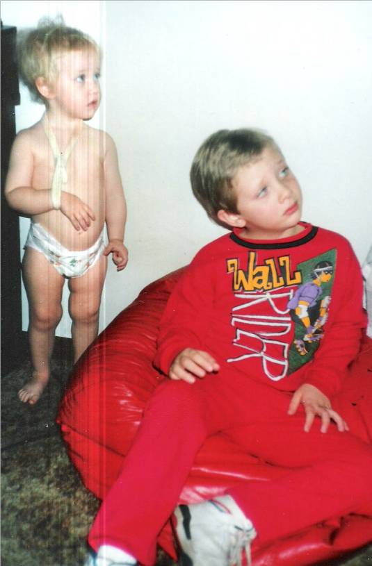 Kate and Luke during Kate's sling phase, February 1993