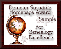Demeter SRC Award For Genealogy Excellence - Sample