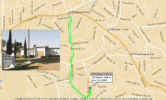 Map to West Coast Baptist Church