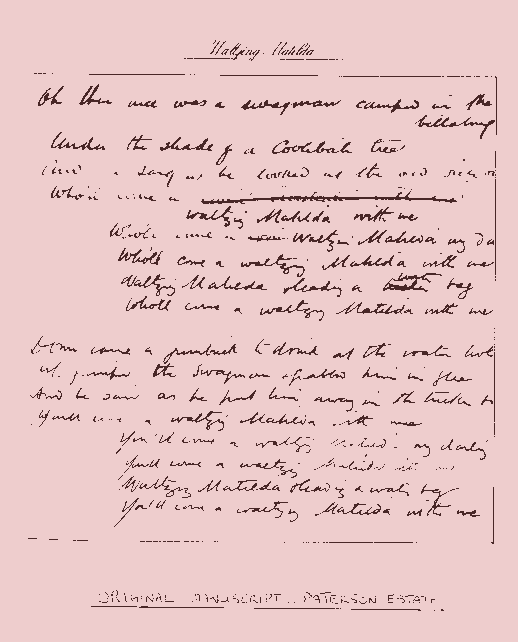 Banjo's hand written manuscript