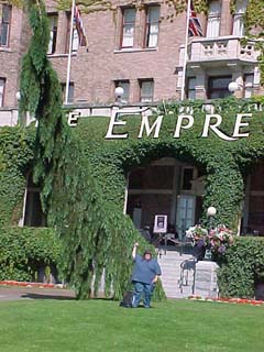 Sherry in front of the Empress Hotel
