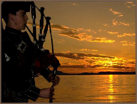 Lone piper at sunset