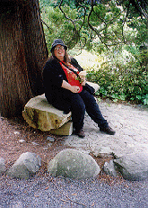 Fluffy Auntie under tree