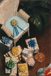 Close Up of flowers and packages