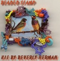 beaded tropical bird stamp
