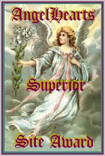 Angelheart's Special Site Award, on a background of a heavenly angel