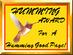 Humming Award, For a Humming Page, showing a large hummingbird