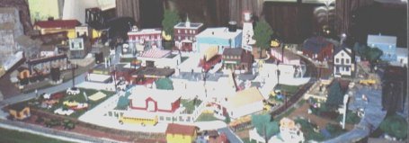 Photo of our city area of our model railroad, a typical city scene of streets and businesses