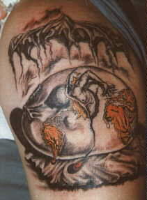 A Dali reproduction, in ink.