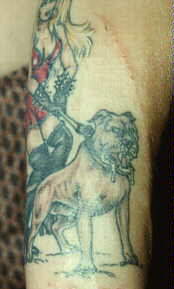 One of the Bulldogs on Larry Koura.