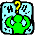 A person with a question mark on his head.