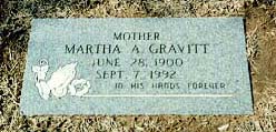 Martha Ann Warner Gravitt Headstone