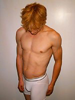 Young boy just tight boxer shorts.