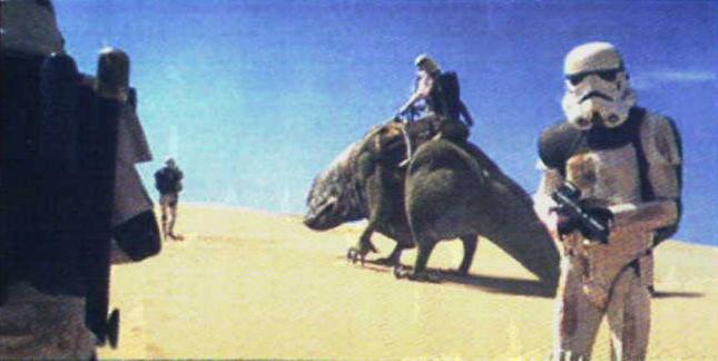 Stormtrooper riding a Dewback