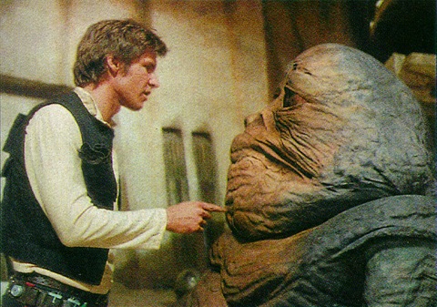 Jabba confronting Han Solo