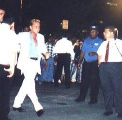 MF approaching the crowd
