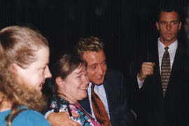 Michael posing with fan
