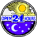 [open 24 hours sign]