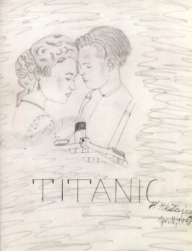 [Titanic b&w drawing]