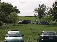 Camping on the hillside.