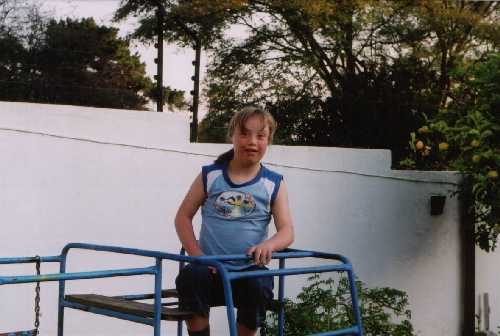 Emma on the Jungle Gym in our garden