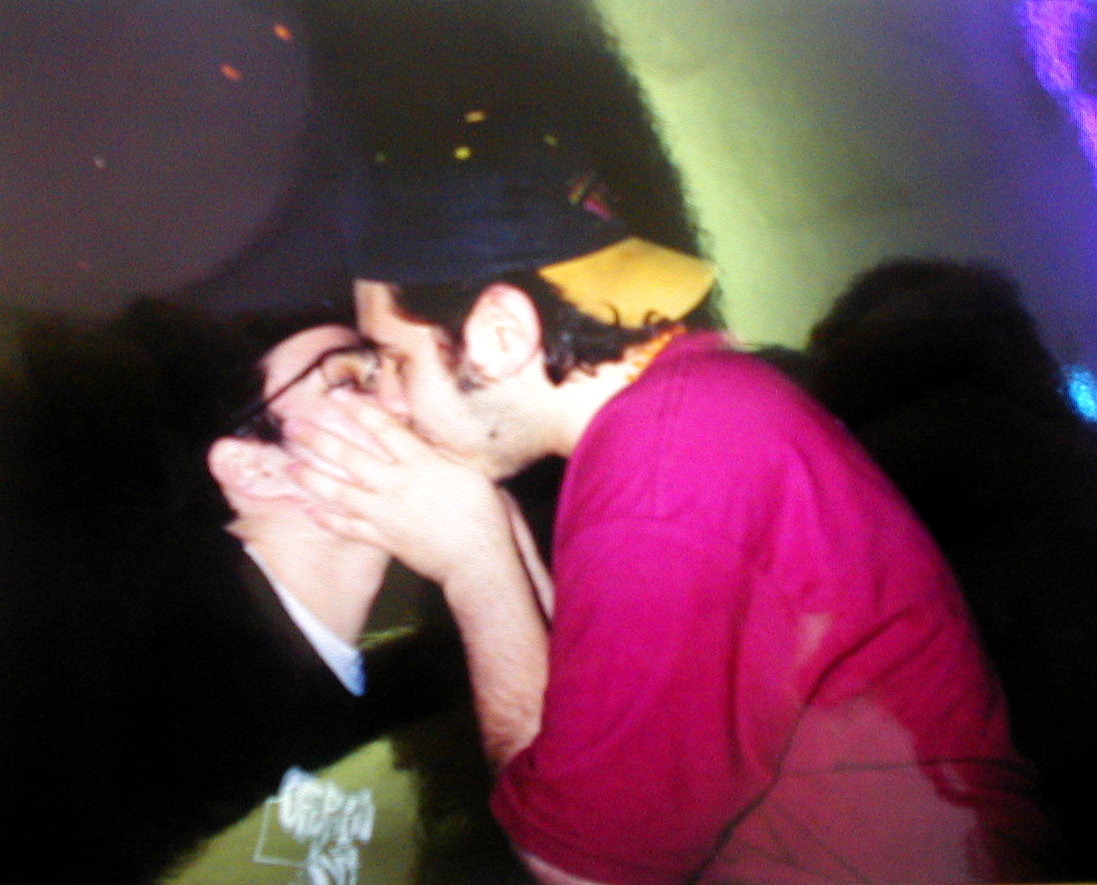 Yeah, these are just some random homosexuals...nah, I'm just kidding..these are my friends Rob (In the Black) and Austin (In the red) making out..well..not REALLY making out..but..yeah. Sheddap! My friends are normal!