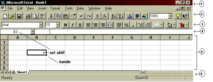 Tampilan layar Excel